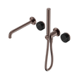 An image of Nero Tapware's Serenity Progressive Shower System With Spout With Marquina Black Handle And Slim Shower Brushed Bronze