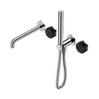 An image of Nero Tapware's Serenity Progressive Shower System With Spout With Marquina Black Handle And Slim Shower Chrome