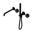 An image of Nero Tapware's Serenity Progressive Shower System With Spout With Marquina Black Handle And Slim Shower Matt Black