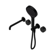 An image of Nero Tapware's Serenity Progressive Shower System With Spout With Marquina Black Handle And Serenity Hand Shower Matt Black