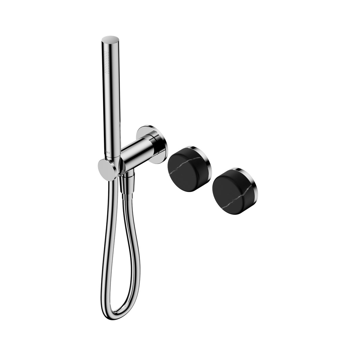 An image of Nero Tapware's Serenity Progressive Shower System With Marquina Black Handle And Slim Shower Chrome
