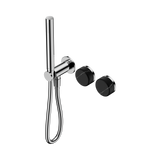 An image of Nero Tapware's Serenity Progressive Shower System With Marquina Black Handle And Slim Shower Chrome