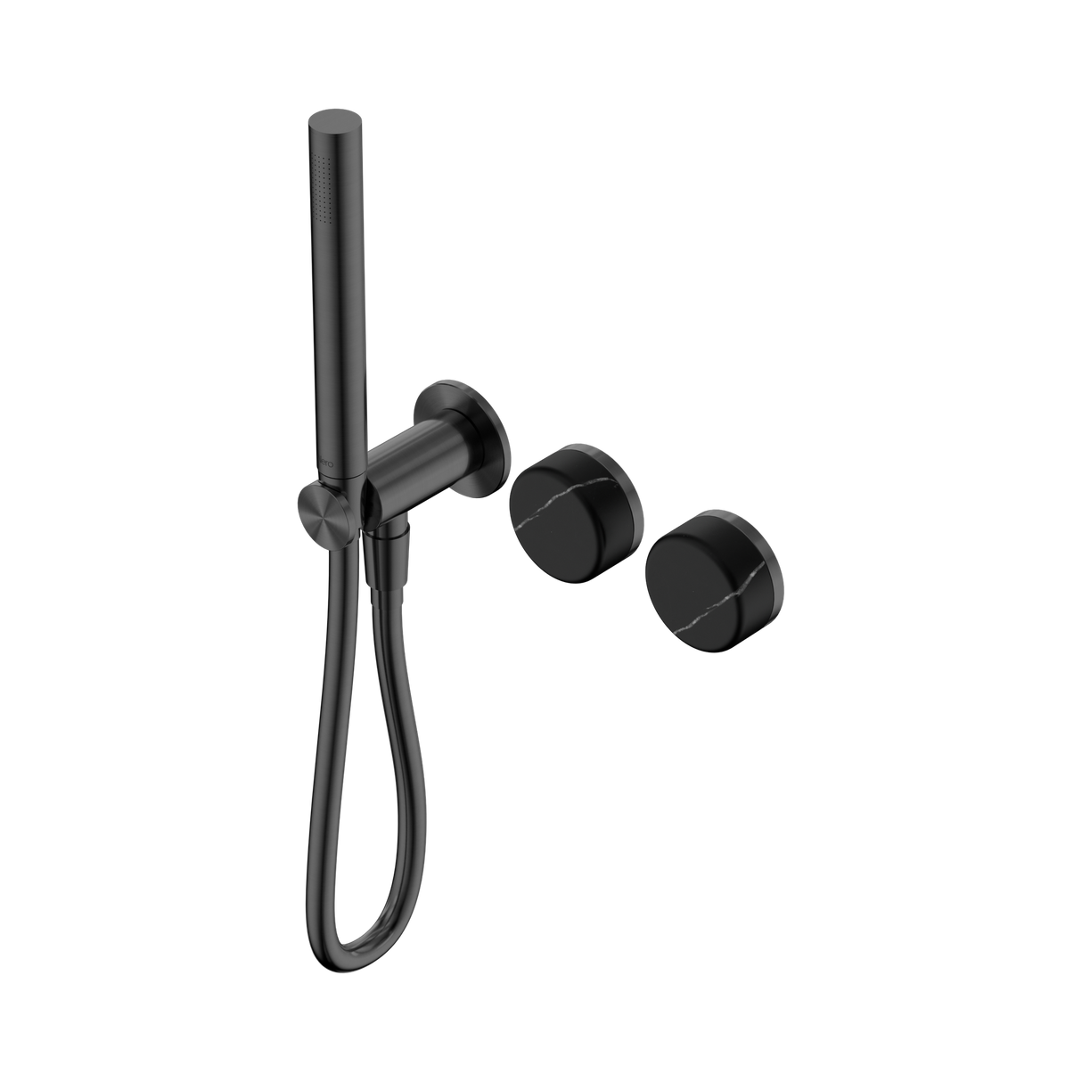 An image of Nero Tapware's Serenity Progressive Shower System With Marquina Black Handle And Slim Shower Gun Metal