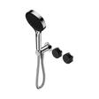 An image of Nero Tapware's Serenity Progressive Shower System With Marquina Black Handle And Serenity Hand Shower Chrome
