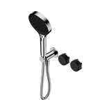 An image of Nero Tapware's Serenity Progressive Shower System With Marquina Black Handle And Serenity Hand Shower Chrome