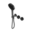 An image of Nero Tapware's Serenity Progressive Shower System With Marquina Black Handle And Serenity Hand Shower Gun Metal