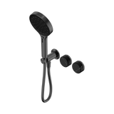 An image of Nero Tapware's Serenity Progressive Shower System With Marquina Black Handle And Serenity Hand Shower Gun Metal