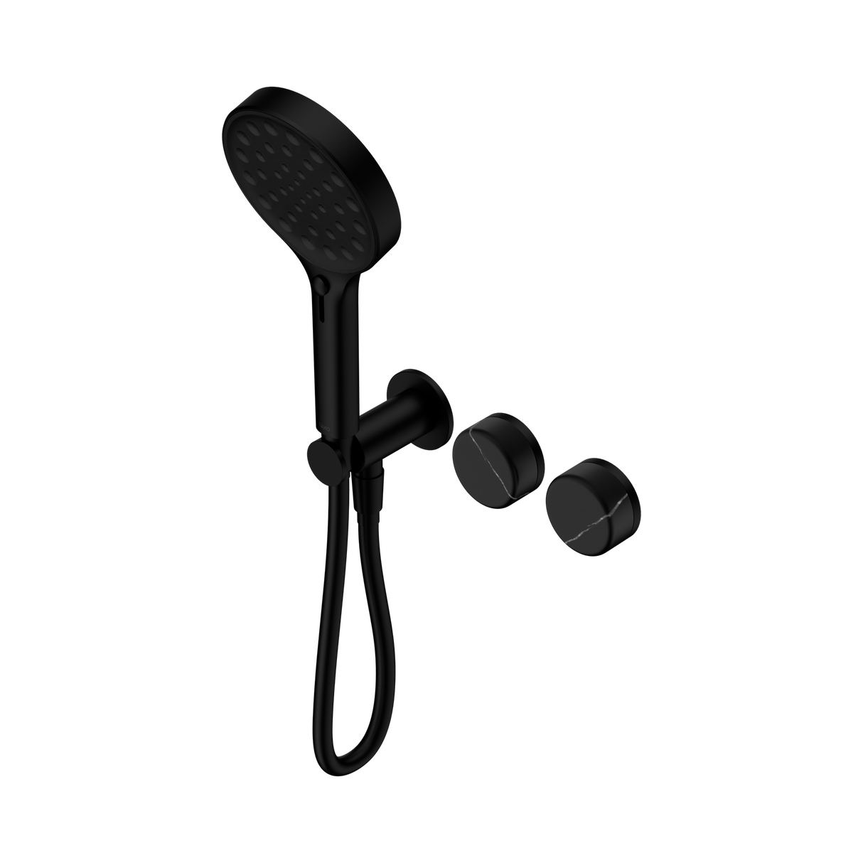 An image of Nero Tapware's Serenity Progressive Shower System With Marquina Black Handle And Serenity Hand Shower Matt Black