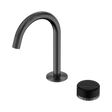 An image of Nero Tapware's Serenity Progressive Basin Mixer Arc Spout With Marquina Black Handle Gun Metal