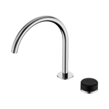 An image of Nero Tapware's Serenity Progressive Bath/Kitchen Mixer Arc Spout With Marquina Black Handle Chrome