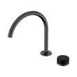An image of Nero Tapware's Serenity Progressive Bath/Kitchen Mixer Arc Spout With Marquina Black Handle Gun Metal