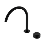 An image of Nero Tapware's Serenity Progressive Bath/Kitchen Mixer Arc Spout With Marquina Black Handle Matt Black