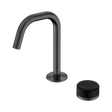An image of Nero Tapware's Serenity Progressive Basin Mixer Edge Spout With Marquina Black Handle Gun Metal