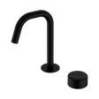 An image of Nero Tapware's Serenity Progressive Basin Mixer Edge Spout With Marquina Black Handle Matt Black