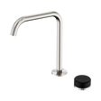 An image of Nero Tapware's Serenity Progressive Bath/Kitchen Mixer Edge Spout With Marquina Black Handle Brushed Nickel