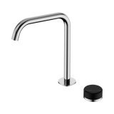 An image of Nero Tapware's Serenity Progressive Bath/Kitchen Mixer Edge Spout With Marquina Black Handle Chrome