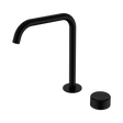 An image of Nero Tapware's Serenity Progressive Bath/Kitchen Mixer Edge Spout With Marquina Black Handle Matt Black
