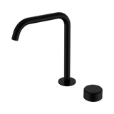 An image of Nero Tapware's Serenity Progressive Bath/Kitchen Mixer Edge Spout With Marquina Black Handle Matt Black
