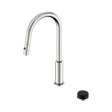 An image of Nero Tapware's Serenity Progressive Pull Out Kitchen Set With Marquina Black Handle Brushed Nickel