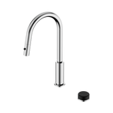 An image of Nero Tapware's Serenity Progressive Pull Out Kitchen Set With Marquina Black Handle Chrome