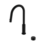 An image of Nero Tapware's Serenity Progressive Pull Out Kitchen Set With Marquina Black Handle Matt Black