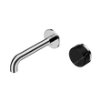 An image of Nero Tapware's Serenity Progressive Wall Basin Mixer 160mm Spout With Marquina Black Handle Chrome