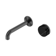 An image of Nero Tapware's Serenity Progressive Wall Basin Mixer 160mm Spout With Marquina Black Handle Gun Metal