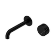 An image of Nero Tapware's Serenity Progressive Wall Basin Mixer 160mm Spout With Marquina Black Handle Matt Black