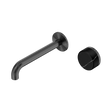 An image of Nero Tapware's Serenity Progressive Wall Basin Mixer 185mm Spout With Marquina Black Handle Gun Metal