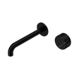 An image of Nero Tapware's Serenity Progressive Wall Basin Mixer 185mm Spout With Marquina Black Handle Matt Black
