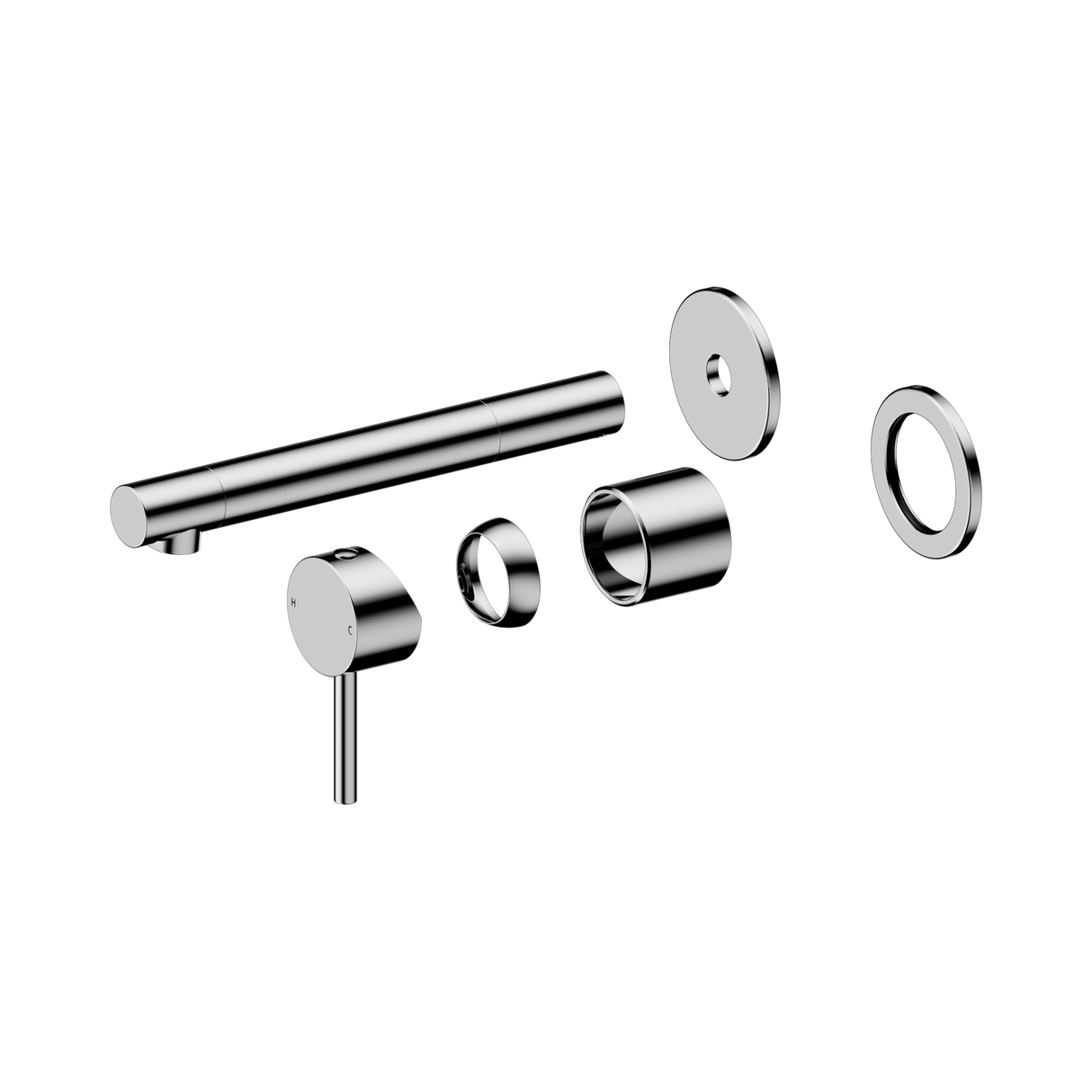An image of Nero Tapware Dolce II Wall Basin/Bath Mixer Separate Back Plate Trim Kits Only Chrome