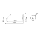 A line drawing of Nero Tapware Dolce II Basin/Bath Spout Only Gun Metal