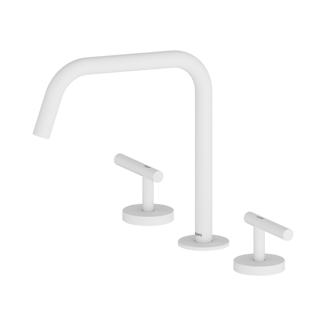 An image of Nero Tapware Mecca Bath/Kitchen Set Edge Spout II Matte White