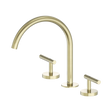An image of Nero Tapware Mecca Bath/Kitchen Set Arc Spout Brushed Gold