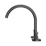 An image of Nero Tapware Mecca Bath/Kitchen Set Arc Spout Gun Metal