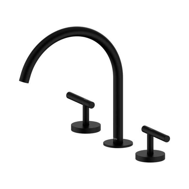 An image of Nero Tapware Mecca Bath/Kitchen Set Arc Spout Matte Black