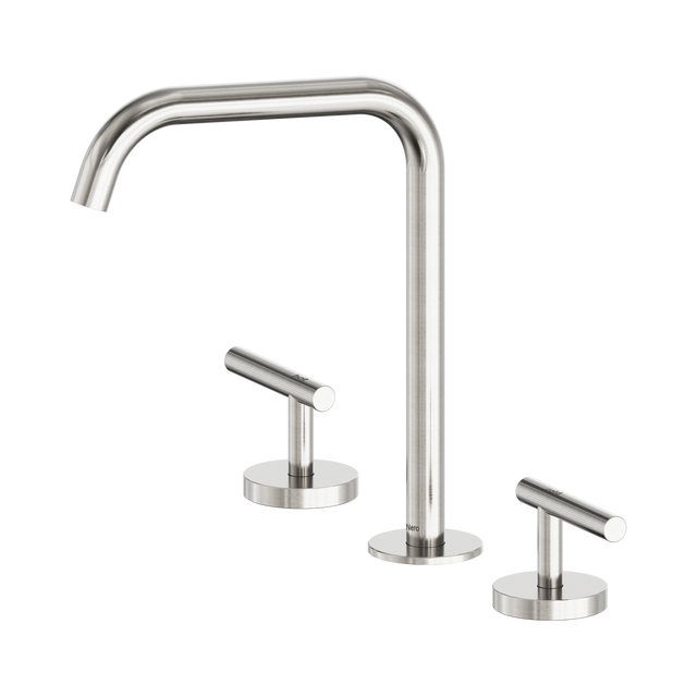 An image of Nero Tapware Mecca Bath/Kitchen Set Edge Spout Brushed Nickel