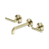 An image of Nero Tapware Mecca Wall Basin/Bath Set 160mm Spout Brushed Gold