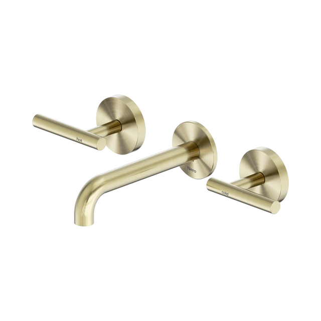 An image of Nero Tapware Mecca Wall Basin/Bath Set 160mm Spout Brushed Gold