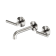 An image of Nero Tapware Mecca Wall Basin/Bath Set 160mm Spout Brushed Nickel