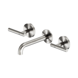 An image of Nero Tapware Mecca Wall Basin/Bath Set 160mm Spout Brushed Nickel