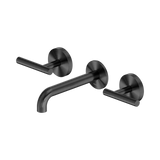 An image of Nero Tapware Mecca Wall Basin/Bath Set 160mm Spout Gun Metal