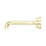 An image of Nero Tapware Mecca Wall Basin/Bath Set 185mm Spout Brushed Gold