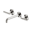 An image of Nero Tapware Mecca Wall Basin/Bath Set 185mm Spout Brushed Nickel