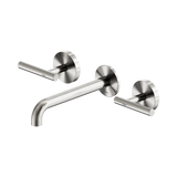 An image of Nero Tapware Mecca Wall Basin/Bath Set 185mm Spout Brushed Nickel