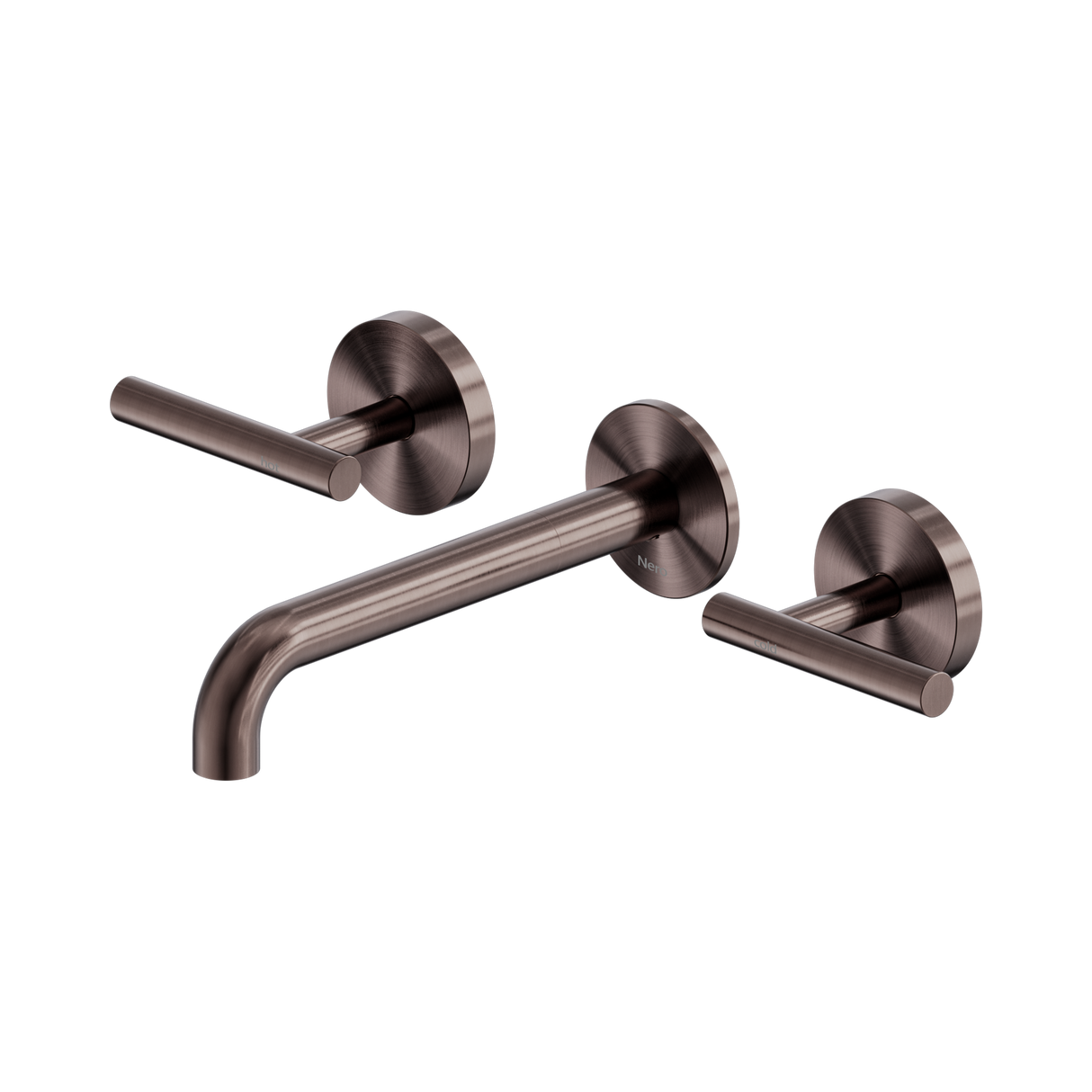 An image of Nero Tapware Mecca Wall Basin/Bath Set 185mm Spout Brushed Bronze