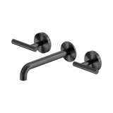 An image of Nero Tapware Mecca Wall Basin/Bath Set 185mm Spout Gun Metal