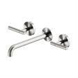 An image of Nero Tapware Mecca Wall Basin/Bath Set 220mm Spout Brushed Nickel