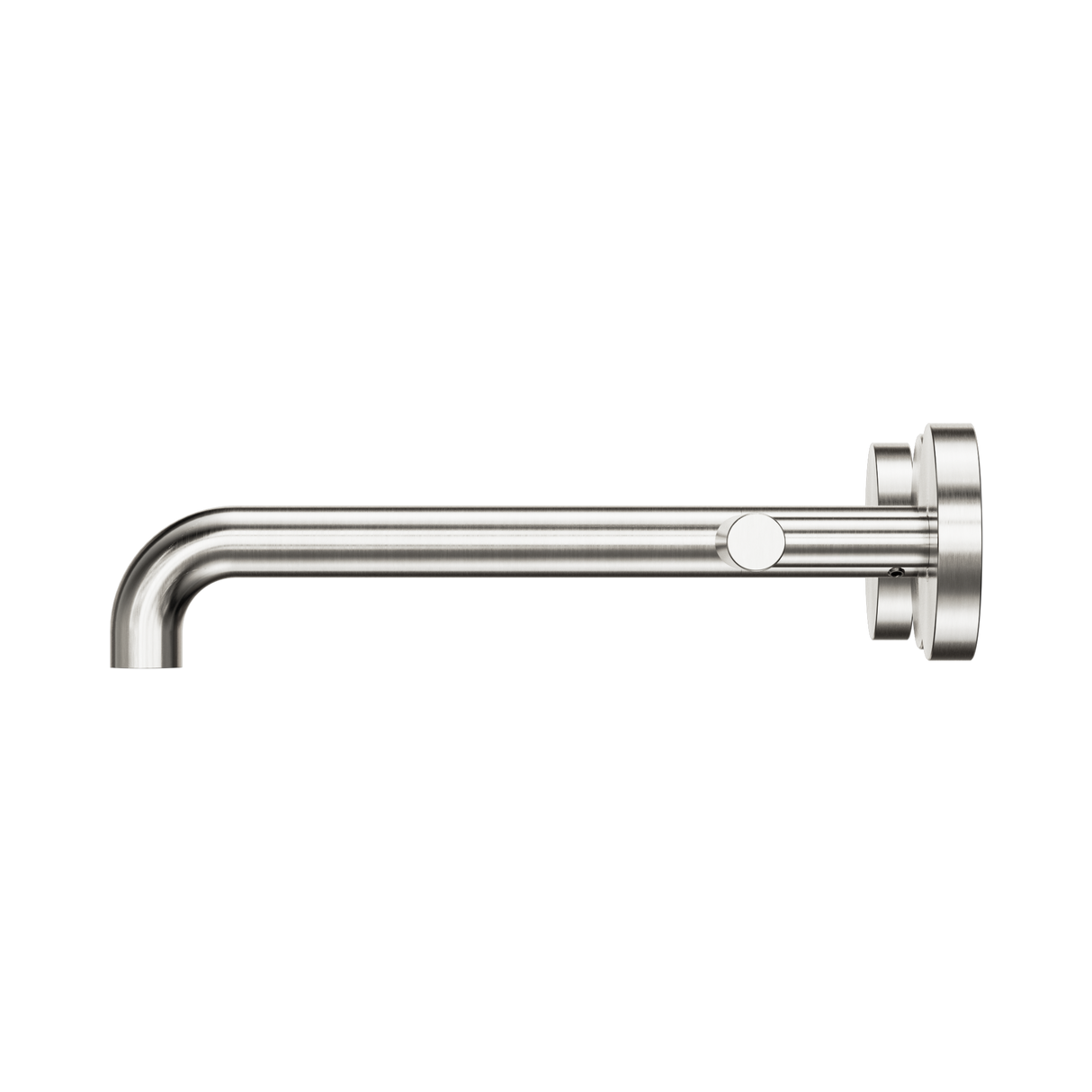 An image of Nero Tapware Mecca Wall Basin/Bath Set 220mm Spout Brushed Nickel