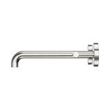 An image of Nero Tapware Mecca Wall Basin/Bath Set 220mm Spout Brushed Nickel
